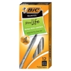 Round Stic Xtra Life Ballpoint Pen, Stick, Medium 1 mm, Black Ink, Smoke Barrel, Dozen