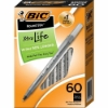 Round Stic Xtra Life Ballpoint Pen Value Pack, Stick, Medium 1 mm, Black Ink, Smoke Barrel, 60/Box