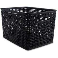 Advantus Weave Bins, 13 7/8 x 10 3/4 x 8 3/4, Plastic, Black, 2 Bins/Pack