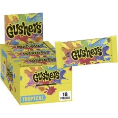 General Mills Gushers, Tropical, 1.9 oz, 18 Pouches/Box, 6 Boxes/Case