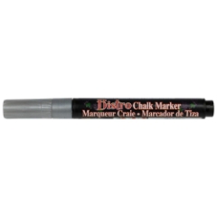 JAM Paper Dustless Erasable Chalk Markers, Fine Point, Silver Ink, Black Barrel, 2 Markers/Pack