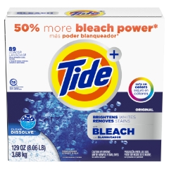Tide Powder Laundry Detergent with Bleach, Original Scent, 89 Loads, 129 oz, 2 Boxes/Carton