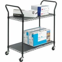 Safco Wire Utility Cart, Two-Shelf, 43-3/4w x 19-1/4d x 40-1/2h, Black