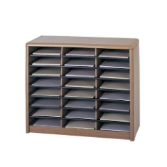 Safco Steel/Fiberboard Literature Sorter, 24 Sections, 32 1/4 x 13 1/2 x 25 3/4, Oak