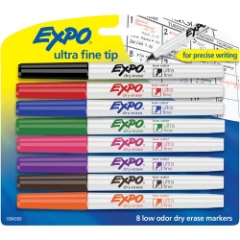EXPO Low-Odor Dry-Erase Marker, Ultra Fine Point, Assorted, 8/Pack