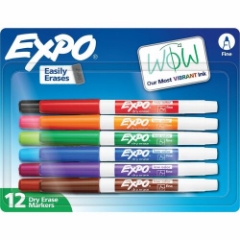 EXPO Low Odor Dry Erase Marker, Fine Point, Assorted, 12/Set