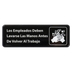 Winco Spanish Information Sign, EMPLOYEE MUST WASH HANDS, 9