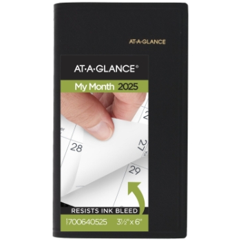 AT-A-GLANCE Monthly Planner, Pocket, 12 Month, 3 1/2&quot; x 6&quot;, Black, January 2025 - December 2025