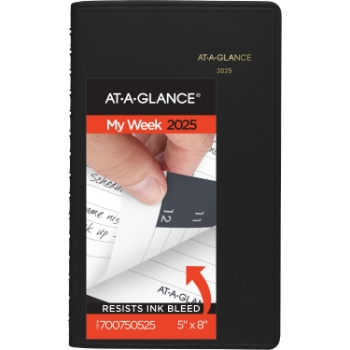 AT-A-GLANCE Weekly Appointment Book Planner, 12 Month, 5&quot; x 8&quot; Black, January 2025 - December 2025