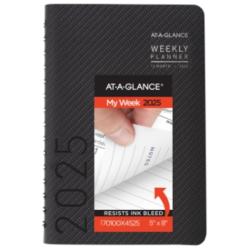 AT-A-GLANCE Contemporary Weekly Monthly Planner, 12 Month, 5&quot; x 8&quot;, Charcoal, January 2025 - December 2025