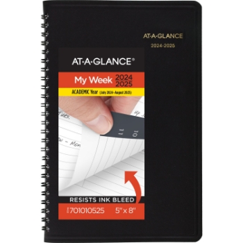 AT-A-GLANCE Hourly/Weekly Appointment Book, 14 Month, 4-7/8&quot; x 8&quot;, Black, Jul 2024 - Aug 2025