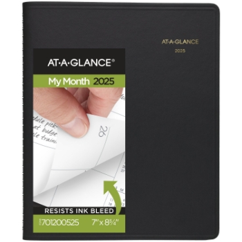 AT-A-GLANCE Monthly Planner, 12 Month, 7&quot; x 8 3/4&quot;​, Black, January 2025 - December 2025