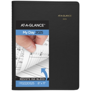 AT-A-GLANCE Two Person Daily Appointment Book, 12 Month, 8&quot; x 11&quot;, Black, January 2025 - December 2025