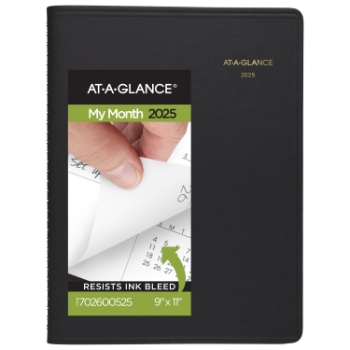 AT-A-GLANCE Monthly Planner, 15 Month, 9&quot; x 11&quot;, Black, January 2025 - March 2026