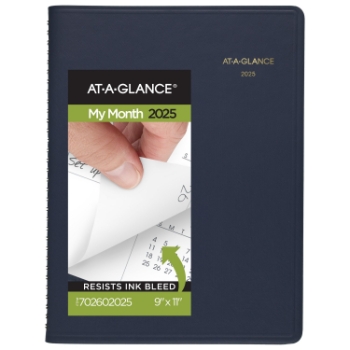 AT-A-GLANCE Monthly Planner, 15 Month, 9&quot; x 11&quot;, Navy, January 2025 - March 2026