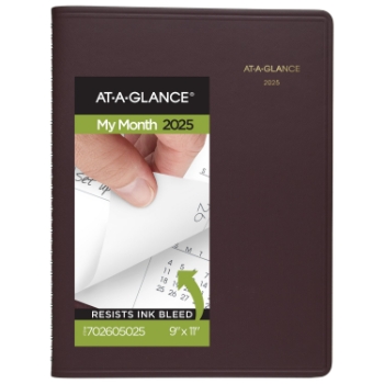 AT-A-GLANCE Monthly Planner, 15 Month, 9&quot; x 11&quot;, Winestone, January 2025 - March 2026