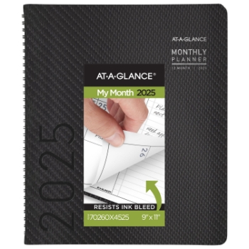 AT-A-GLANCE Contemporary Monthly Planner, 12 Month, 9&quot; x 11&quot;, Charcoal, January 2025 - December 2025