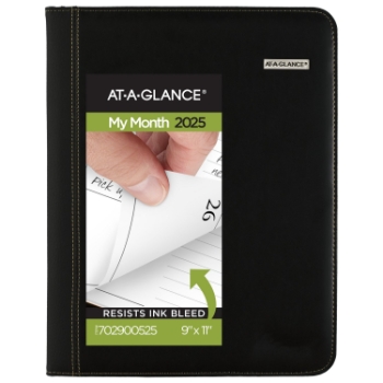 AT-A-GLANCE Executive Monthly Padfolio, 13 Month, 9&quot; x 11&quot;, Black, January 2025 - January 2026