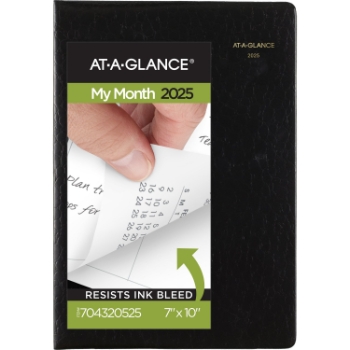 AT-A-GLANCE Designer Cover Monthly Planner, 13 Month, 7&quot; x 10&quot;, Black, Januar 2025 - January 2026