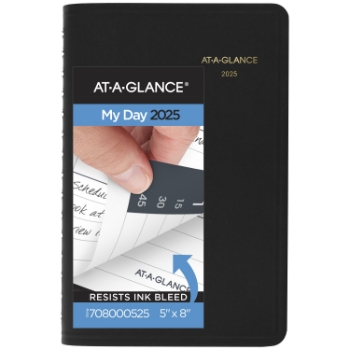 AT-A-GLANCE Daily Appointment Book Planner, 12 Month, 5&quot; x 8&quot;, Black, January 2025 - December 2025