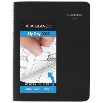 AT-A-GLANCE Four Person Daily Appointment Book, 12 Month, 8&quot; x 11&quot;, Black, January 2025 - December 2025