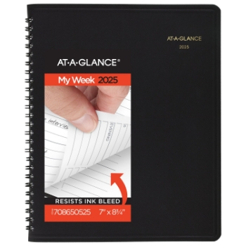 AT-A-GLANCE Weekly Appointment Book Planner, 13 Month, 7&quot; x 8 3/4&quot;, Black, January 2025 - January 2026