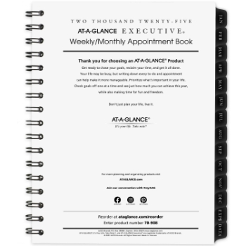 AT-A-GLANCE Executive Weekly Monthly Appointment Book Refill for 70-545, 12 Month, 6 1/2&quot; x 8 3/4&quot;, January 2025 - December 2025