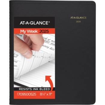 AT-A-GLANCE Weekly Appointment Book Planner, 13 Month, 8 1/4&quot; x 11&quot;, Black, January 2025 - January 2026