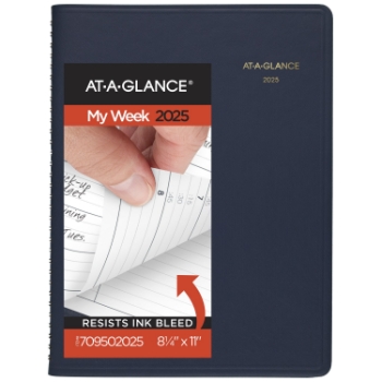 AT-A-GLANCE Weekly Appointment Book Planner, 13 Month, 8 1/4&quot; x 11&quot;, Navy, January 2025 - January 2026