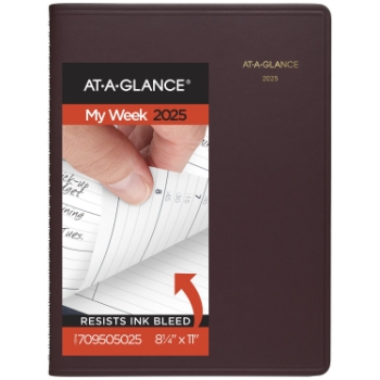 AT-A-GLANCE Weekly Appointment Book Planner, 13 Month, 8 1/4&quot; x 11&quot;, Winestone, January 2025 - January 2026