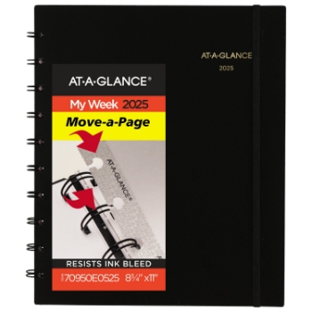 AT-A-GLANCE Move-A-Page Weekly Monthly Appointment Book Planner, 12 Month, 8 3/4&quot; x 11&quot;​, Black, January 2025 - December 2025