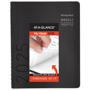 AT-A-GLANCE Contemporary Weekly Monthly Planner, 12 Month, 8 1/4&quot; x 11&quot;, Charcoal, January 2025 - December 2025