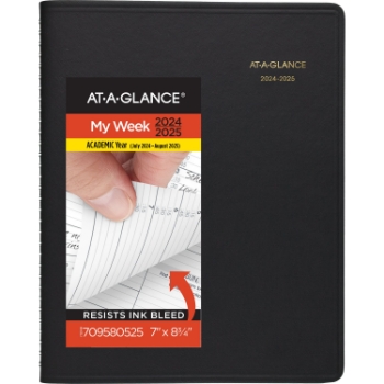 AT-A-GLANCE Weekly Academic Appointment Book/Planner, 14 Month, 6-7/8&quot; x 8-3/4&quot;, Black, Jul 2024 - Aug 2025