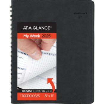 AT-A-GLANCE The Action Planner Weekly Appointment Book Planner, 12 Month, 8&quot; x 11&quot;, Black, January 2025 - December 2025