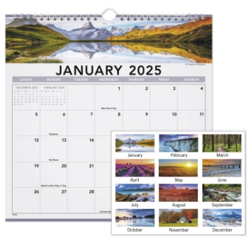 AT-A-GLANCE Landscape Monthly Wall Calendar, 12 Month, 12&quot; x 12&quot;​,January 2025 - December 2025