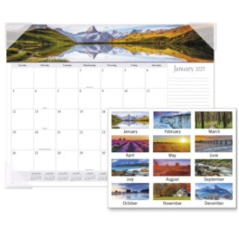 AT-A-GLANCE Panoramic Landscape Monthly Desk Pad, 12 Month, 21 3/4&quot; x 17&quot;, January 2025 - December 2025