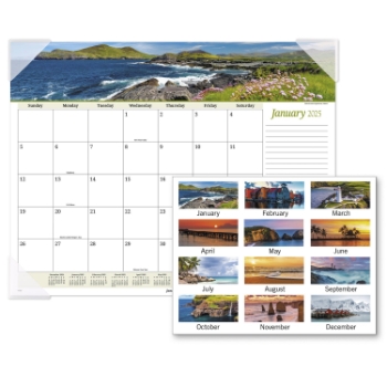 AT-A-GLANCE Panoramic Seascape Monthly Desk Pad, 12 Month, 21 3/4&quot; x 17&quot;, January 2025 - December 2025