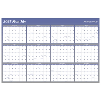 AT-A-GLANCE Vertical Horizontal Reversible Yearly Wall Calendar,12 Month, 24&quot; x 36&quot;, Blue, January 2025 - December 2025