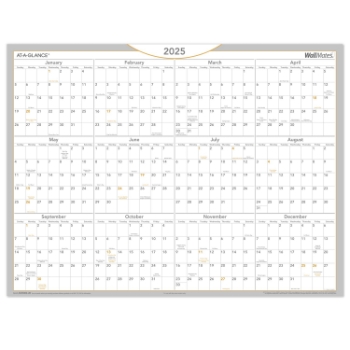 AT-A-GLANCE WallMates Self-Adhesive Dry-Erase Yearly Calendar, 12 Month, 24&quot; x 18&quot;, January 2025 - December 2025