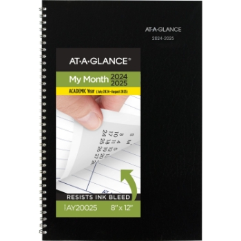 AT-A-GLANCE DayMinder Monthly Planner, 14 Month, 8&quot; x 11-7/8&quot;, Black, Jul 2024 - Aug 2025