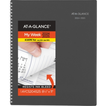 AT-A-GLANCE Academic Weekly/Monthly Appointment Book/Planner, 12 Months, July Start, 8-1/2&quot; x 11&quot;, Gray, 2024-2025