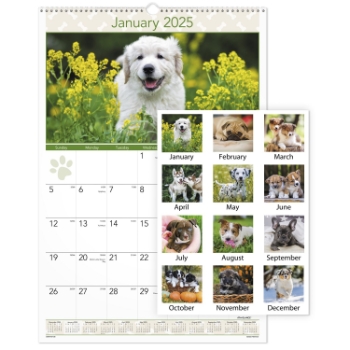 AT-A-GLANCE Puppies Monthly Wall Calendar, 12 Month, 15 1/2&quot; x 22 3/4&quot;, January 2025 - December 2025