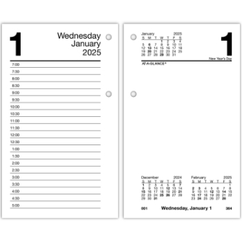 AT-A-GLANCE Daily Loose-Leaf Desk Calendar Refill with Monthly Tabs, 12 Month, 3 1/2&quot; x 6&quot;, January 2025 - December 2025