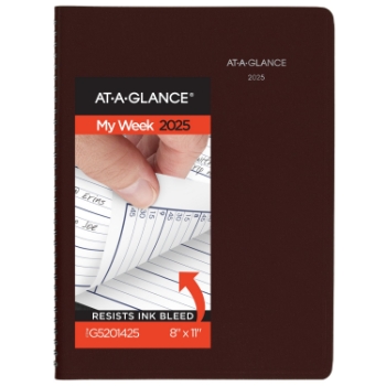 AT-A-GLANCE DayMinder&#174; Weekly Appointment Book Planner, 12 Month, 8&quot; x 11&quot;, Burgundy, January 2025 - December 2025