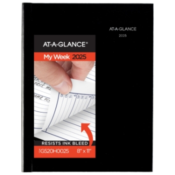 AT-A-GLANCE DayMinder&#174; Weekly Appointment Book Planner, Hardcover, 12 Month, 8&quot; x 11&quot;, Black, January 2025 - December 2025