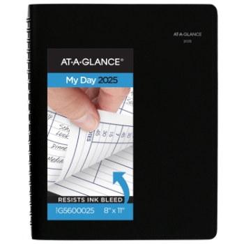 AT-A-GLANCE DayMinder&#174; Four Person Daily Appointment Book, 12 Month, 8&quot; x 11&quot;, Black, January 2025 - December 2025