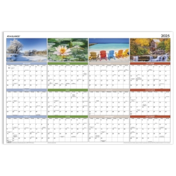 AT-A-GLANCE Seasons in Bloom Horizontal Vertical Erasable Yearly Wall Calendar, 12 Month, 36&quot; x 24&quot;​, January 2025 - December 2025