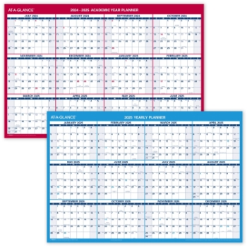 AT-A-GLANCE Horizontal Erasable Wall Planner, 36&quot; x 24&quot;, Blue/White, 2024-2025