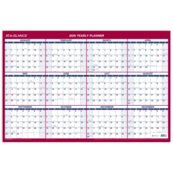 AT-A-GLANCE Vertical Horizontal Reversible Erasable Wall Calendar, With Marker, 12 Month, 36&quot; x 24&quot;, January 2025 - December 2025