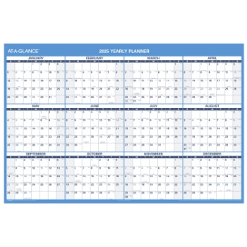 AT-A-GLANCE Horizontal Reversible Erasable Wall Calendar, 12 Month, 48&quot; x 32&quot;, January 2025 - December 2025